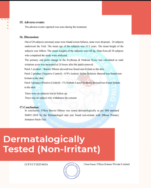 Barrier defense dermat test report