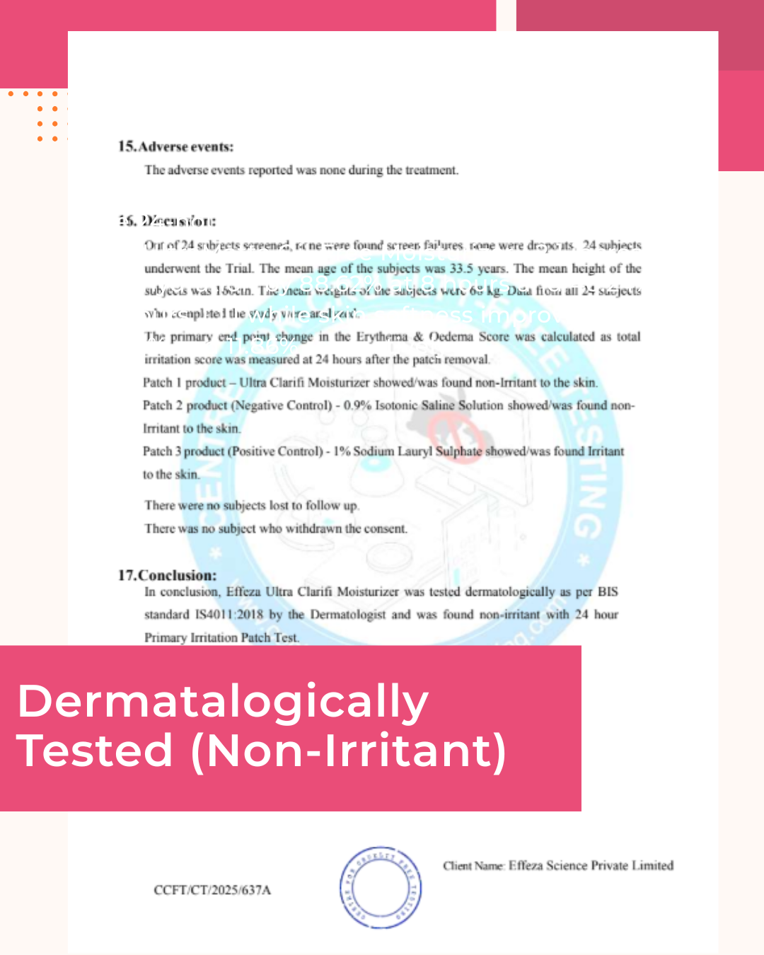 UltraClarifi Moisturizer Dermat Test